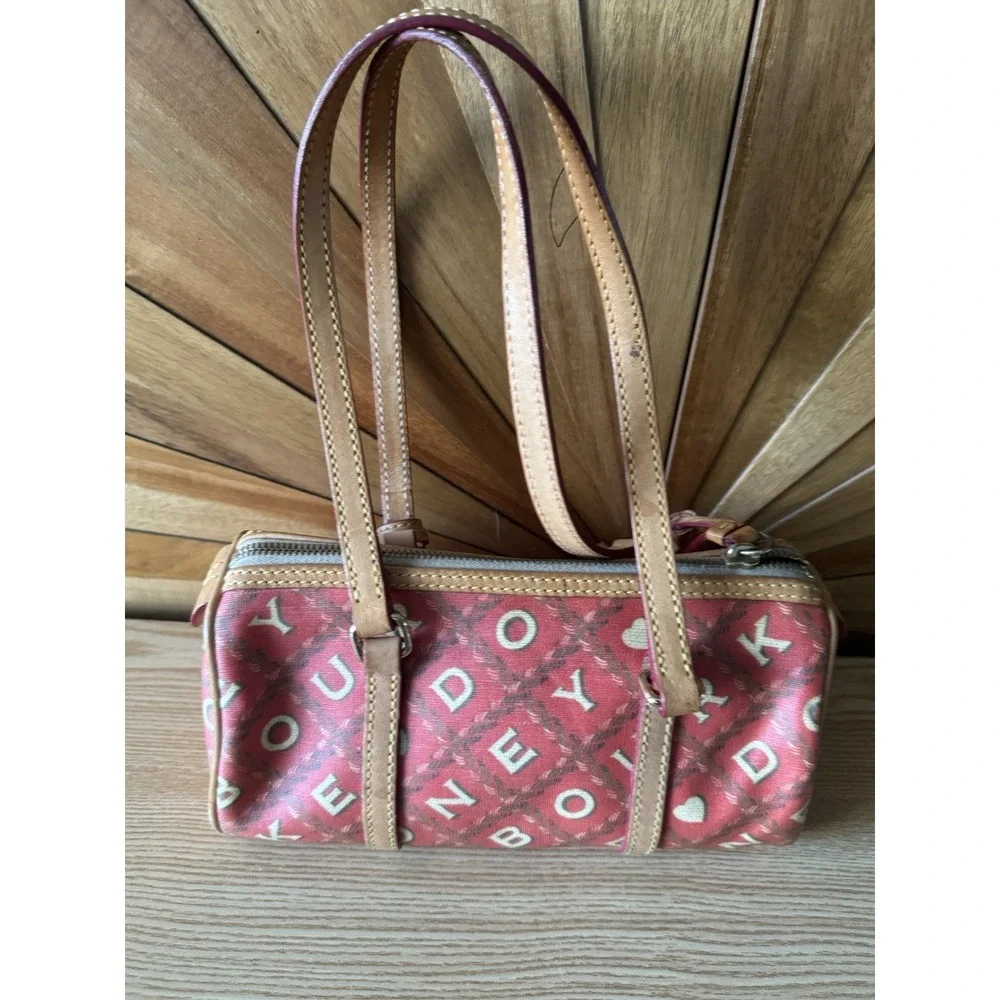 Dooney & Bourke Y2K Vintage Crossword Barrel Handbag Purse EUC Hearts‎  Rare.